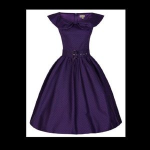 NWT “Hetty” purple and black polka dot Lindy Bop dress